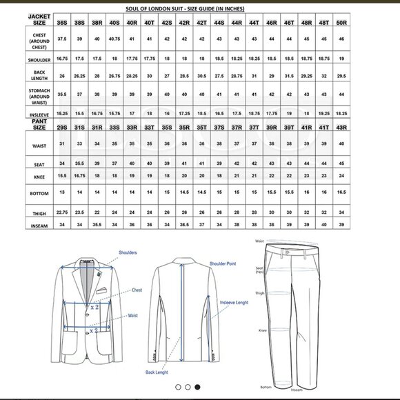 SOUL OF LONDON 2 Piece Slim Fit Dark Blue Suit Size Pants 37R Blazer 44R - Picture 11 of 11